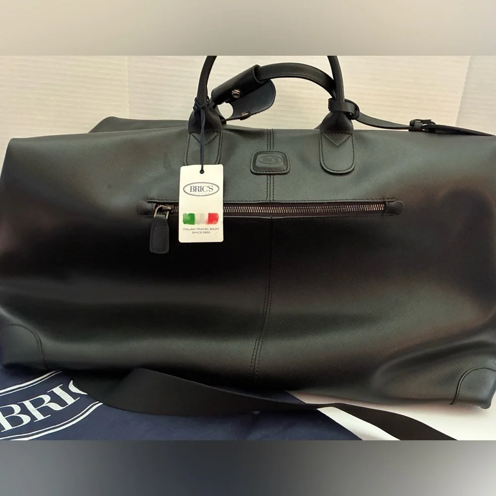NWT Bric’s Milano Vareze Black Holdall Vera Pelle Weekender Bag Made in Italy